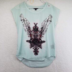 Rock Republic Womens Size XS Light Blue Aztec Dancer Graphic Rhinestones